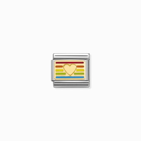 Nomination Gold Rainbow Heart Flag Composable Charm